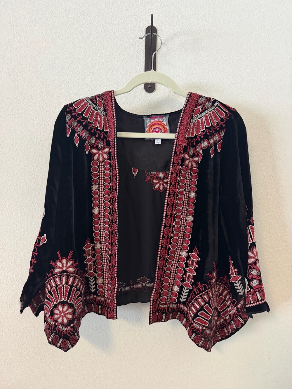 Johnny Was Black Jacket with Pink and Gold Floral Embroidery - Picture 2 of 4